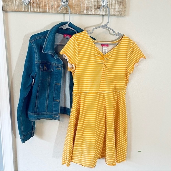 LOT OF 2 Pieces - Zunie Yellow Casual Girls Skater Dress + Zunie Jean Jacket - Picture 4 of 9